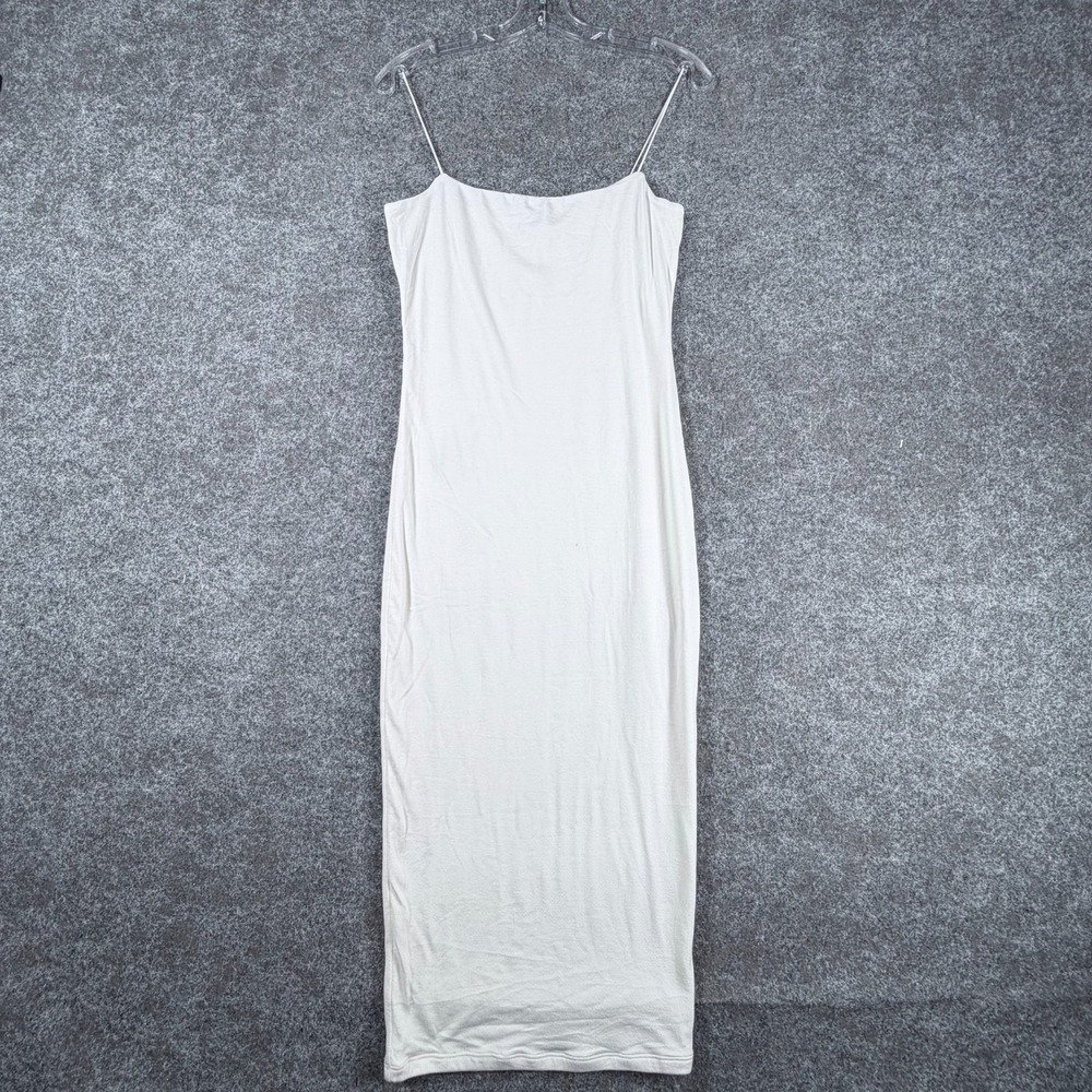 NWT Naked Wardrobe Sultry Dress‎ Womens L White Scoop Neck Bodycon Soft Stretch